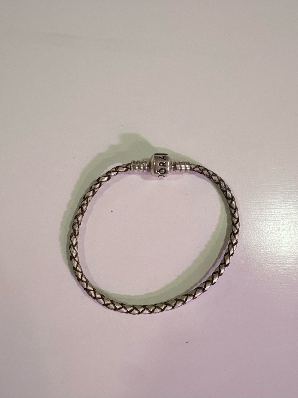 Pandora Braided Leather Bracelet with Silver Clasp
